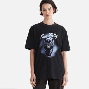 Ena Pelly Panther Washed Black Oversize Tee Size 2